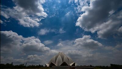 Clouds above the Lotus Temple in New Delhi on Thursday. (Sanchit Khanna/HT Photo) Clouds above the Lotus Temple in New Delhi on Thursday. (Sanchit Khanna/HT Photo)