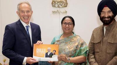 Delhi chief minister Rekha Gupta and environment minister Manjinder Singh Sirsa with former UK prime minister Tony Blair at the Delhi Secretariat on Thursday. (HT Photo) Delhi chief minister Rekha Gupta and environment minister Manjinder Singh Sirsa with former UK prime minister Tony Blair at the Delhi Secretariat on Thursday. (HT Photo)