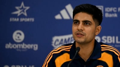 Indian cricket captain Shubman Gill addresses a pre-departure presser at the Board of Control for Cricket in India (BCCI) headquarters (AFP)