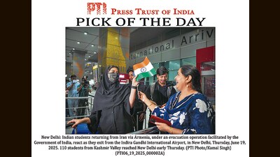 Indian students after returning from Iran reach the Indira Gandhi International Airport, in New Delhi on Thursday. (PTI)