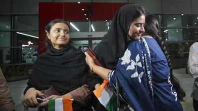 Indian students returning from Iran via Armenia, under an evacuation operation facilitated by the Government of India, being received by their relatives while exiting from the Indira Gandhi International Airport, in New Delhi, on Thursday. (PTI Photo) Indian students returning from Iran via Armenia, under an evacuation operation facilitated by the Government of India, being received by their relatives while exiting from the Indira Gandhi International Airport, in New Delhi, on Thursday. (PTI Photo)