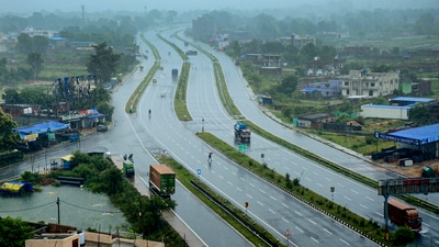 Vehicles ply on ring road during heavy rainfall, in Khunti district, Jharkhand, Thursday, June 19, 2025. (PTI) Vehicles ply on ring road during heavy rainfall, in Khunti district, Jharkhand, Thursday, June 19, 2025. (PTI)