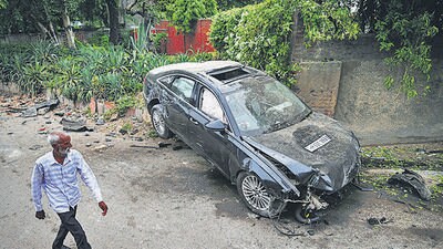 The car at the site of the incident. (HT Photo) The car at the site of the incident. (HT Photo)