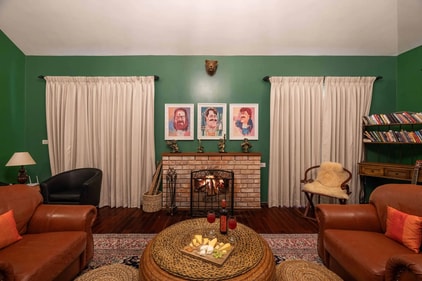 Mohanlal's family room with his caricatures. (Pic credit: Luxunlock)