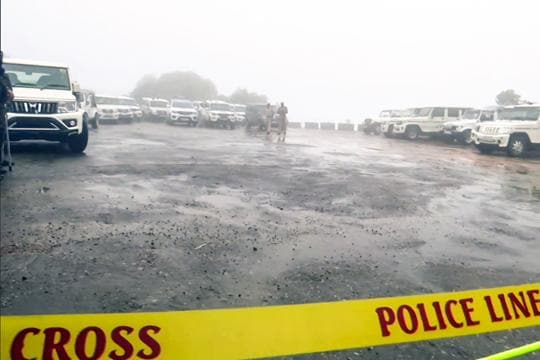 The Meghalaya Special Investigation Team (SIT) brought the accused, including Sonam Raghuvanshi for the recreation of the crime at Wei Sawdong Falls, Cherrapunji, in East Khasi Hills on Tuesday (ANI) The Meghalaya Special Investigation Team (SIT) brought the accused, including Sonam Raghuvanshi for the recreation of the crime at Wei Sawdong Falls, Cherrapunji, in East Khasi Hills on Tuesday (ANI)