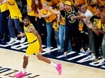 IObi Toppin #1 of the Indiana Pacers celebrates a three-point basket against the Oklahoma City Thunder during the first quarter in Game 6 of the 2025 NBA Finals at Gainbridge Fieldhouse on June 19, 2025, in Indianapolis, Indiana. IObi Toppin #1 of the Indiana Pacers celebrates a three-point basket against the Oklahoma City Thunder during the first quarter in Game 6 of the 2025 NBA Finals at Gainbridge Fieldhouse on June 19, 2025, in Indianapolis, Indiana.