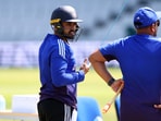 India's Karun Nair during practice.