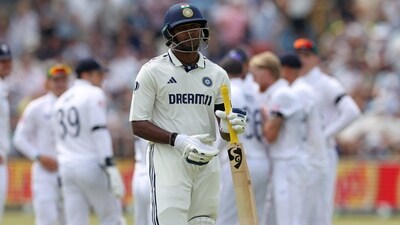 A debut performance to forget for Sai Sudharsan, who became India's latest Test cap, but was dismissed for a duck after coming in at number three. Snapped up down the leg side, Sudharsan will have to wait his turn to leave an impact on this series. (AFP) A debut performance to forget for Sai Sudharsan, who became India's latest Test cap, but was dismissed for a duck after coming in at number three. Snapped up down the leg side, Sudharsan will have to wait his turn to leave an impact on this series. (AFP)