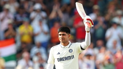 Shubman Gill celebrates after reaching his century (Action Images via Reuters)