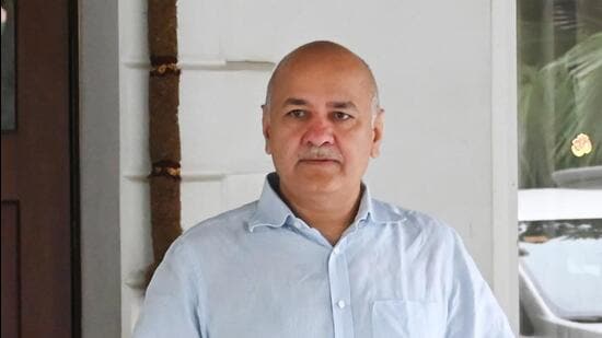 Manish Sisodia leaves his house on Rajinder Prasad Marg for the ACB office on Friday morning. (Vipin Kumar/HT photo)