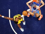 Indiana Pacers guard Bennedict Mathurin (00) reaches for the ball against the Oklahoma City Thunder during game six of the 2025 NBA Finals at Gainbridge Fieldhouse. Mandatory Credit: Maddie Meyer-Pool Photo via Imagn Images