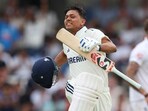 Yashasvi Jaiswal celebrates his maiden Test century in England Yashasvi Jaiswal celebrates his maiden Test century in England