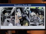 Images of weapons found in a vehicle associated to Vance Boelter is displayed as the U.S. Attorney's Office announces plans to charge Boelter.   REUTERS/Tim Evans