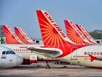 Air India planes are parked at the Indira Gandhi International Airport in New Delhi. (PTI file)