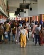 Passengers stranded at Ludhiana bus stand after contractual workers halted the buses during a protest in Ludhiana on Saturday. (Gurpreet Singh/HT)