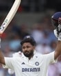 Rishabh Pant celebrates after scoring a century on Day 2 of the first Test against England in Leeds on Saturday. (AP)