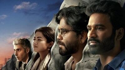 Kuberaa worldwide box office collection day 1: Jim Sarbh, Rashmika Mandanna, Nagarjuna and Dhanush in a still from the film. Kuberaa worldwide box office collection day 1: Jim Sarbh, Rashmika Mandanna, Nagarjuna and Dhanush in a still from the film.