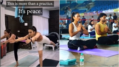International Yoga Day 2025: Rakul Preet Singh took to Instagram Stories to share a video compilation of her yoga sessions over the years. She also posted a clip from an International Yoga Day 2025 event she participated in on June 21, 2025. (Instagram/ Rakul Preet Singh) 