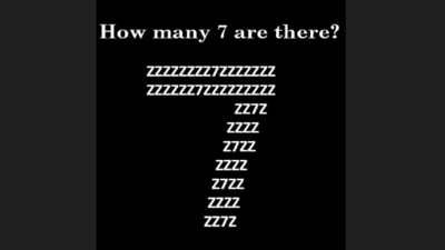 Social media users were stumped by a viral puzzle that asked them to count hidden 7s among dozens of Zs forming a giant number 7. (Facebook/Funny Mafia) Social media users were stumped by a viral puzzle that asked them to count hidden 7s among dozens of Zs forming a giant number 7. (Facebook/Funny Mafia)