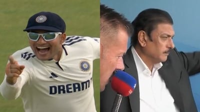 Shubman Gill channelled his inner Virat Kohli’ while Ravi Shastri turned umpire in the commentary box. (Screengrabs - JioHotstar ) Shubman Gill channelled his inner Virat Kohli’ while Ravi Shastri turned umpire in the commentary box. (Screengrabs - JioHotstar )