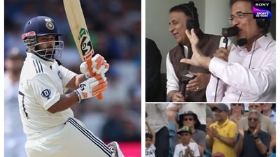 Sunil Gavaskar celebrates Rishabh Pant's century Sunil Gavaskar celebrates Rishabh Pant's century