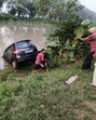 A car being pulled out of a canal in Doraha. (HT Photo) A car being pulled out of a canal in Doraha. (HT Photo)