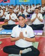 Defence minister Rajnath Singh performs yoga on the 11th International Day of Yoga, at Northern Command Headquarters in Udhampur on Saturday. (ANI Photo) Defence minister Rajnath Singh performs yoga on the 11th International Day of Yoga, at Northern Command Headquarters in Udhampur on Saturday. (ANI Photo)