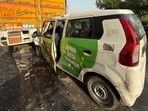 The victim's daughter shared visuals of the crashed WagonR The victim's daughter shared visuals of the crashed WagonR