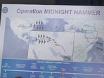A poster of 'Operation Midnight Hammer' is displayed during a briefing at the Pentagon, after the US struck Iranian nuclear facilities.