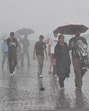 People walking under umbrellas amid rain, on The Ridge in Shimla on Sunday. (Deepak Sansta/HT) People walking under umbrellas amid rain, on The Ridge in Shimla on Sunday. (Deepak Sansta/HT)