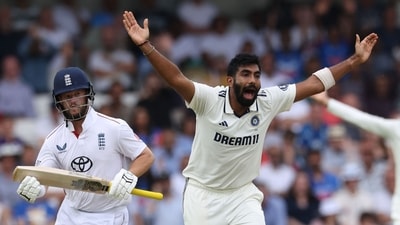 India's Jasprit Bumrah appeals unsuccessfully on day two of the first cricket test match between England and India at Headingley cricket ground (AFP) India's Jasprit Bumrah appeals unsuccessfully on day two of the first cricket test match between England and India at Headingley cricket ground (AFP)