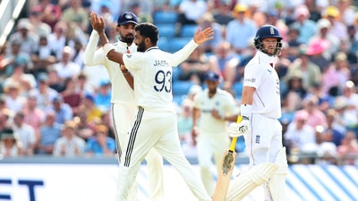 India's Jasprit Bumrah celebrates after bowling out England's Ben Duckett (Action Images via Reuters)