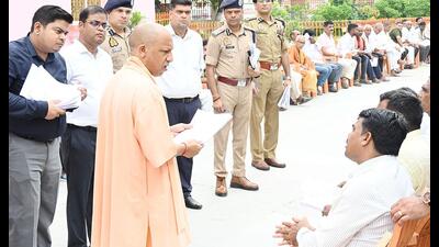 Chief minister Yogi Adityanath during the Janata Darshan in Gorakhpur on Sunday. (Sourced) Chief minister Yogi Adityanath during the Janata Darshan in Gorakhpur on Sunday. (Sourced)