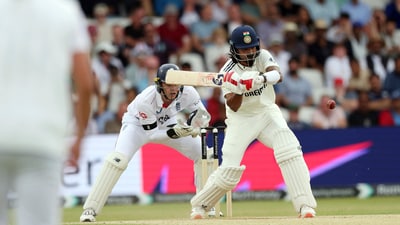 It was another strong start from KL Rahul, who finished the day on 47* after looking in total control and playing at a good tempo. After falling on 42 in the first innings, Rahul hoping for a big score on day 4. (AP) It was another strong start from KL Rahul, who finished the day on 47* after looking in total control and playing at a good tempo. After falling on 42 in the first innings, Rahul hoping for a big score on day 4. (AP)