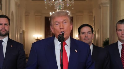 U.S. President Donald Trump delivers an address to the nation accompanied by U.S. Vice President JD Vance, U.S. Secretary of State Marco Rubio and U.S. Defense Secretary Pete Hegseth, at the White House in Washington, D.C., U.S. June 21, 2025, following U.S. strikes on Iran's nuclear facilities. REUTERS/Carlos Barria/Pool (REUTERS)