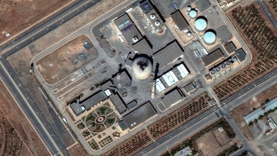 This handout satellite image released by Maxar Technologies shows damage at the Iranian nuclear facility at Arak in central Iran, after an Israeli strike. (AFP) This handout satellite image released by Maxar Technologies shows damage at the Iranian nuclear facility at Arak in central Iran, after an Israeli strike. (AFP)