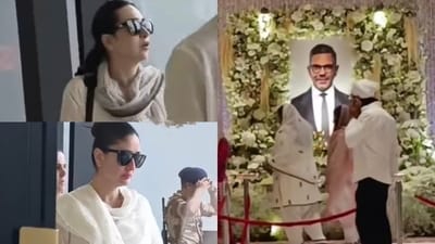 Karisma Kapoor and Kareena Kapoor at the prayer meet for Sunjay Kapur. Karisma Kapoor and Kareena Kapoor at the prayer meet for Sunjay Kapur.