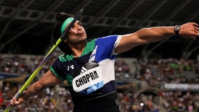 Neeraj Chopra in action at the Paris Diamond League. (HT_PRINT) Neeraj Chopra in action at the Paris Diamond League. (HT_PRINT)