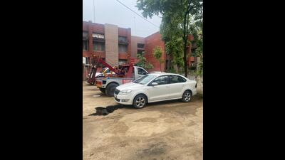 The businessman alleged that upon reaching the police lines, he found the engine severely damaged with oil leaking. (HT Photo)
