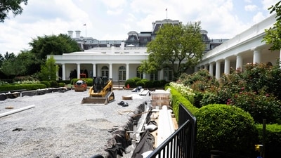 The Rose Garden is seen under construction at the White House in Washington, DC, on June 20, 2025. (AFP) The Rose Garden is seen under construction at the White House in Washington, DC, on June 20, 2025. (AFP)