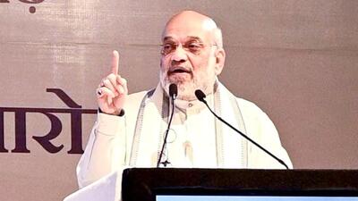 Union home minister Amit Shah addresses the gathering during the e-inauguration of National Forensic Science University, in Raipur on Sunday. (@vishnudsai X) Union home minister Amit Shah addresses the gathering during the e-inauguration of National Forensic Science University, in Raipur on Sunday. (@vishnudsai X)