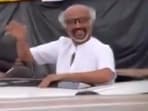 Rajinikanth looked happy to see the large crowd that had gathered for him. 