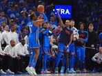 Oklahoma City Thunder forward Jalen Williams (8) shoots a 3-pointer Oklahoma City Thunder forward Jalen Williams (8) shoots a 3-pointer
