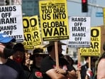 Demonstrators gather outside the Wilshire Federal Building during a rally opposing the United States' strikes on Iran on June 22, 2025 in Los Angeles, California. Demonstrators gather outside the Wilshire Federal Building during a rally opposing the United States' strikes on Iran on June 22, 2025 in Los Angeles, California.