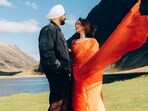Diljit Dosanjh and Pakistani actor Hania Aamir in a still from Sardaar Ji 3 trailer.