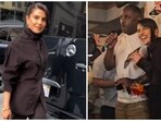 Priyanka Chopra serves a glam moment in a mocha brown outfit. 