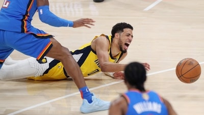 Tyrese Haliburton has reportedly suffered a torn right Achilles tendon during Game 7. (Photo by Justin Ford / GETTY IMAGES NORTH AMERICA / Getty Images via AFP) (Getty Images via AFP) Tyrese Haliburton has reportedly suffered a torn right Achilles tendon during Game 7. (Photo by Justin Ford / GETTY IMAGES NORTH AMERICA / Getty Images via AFP) (Getty Images via AFP)
