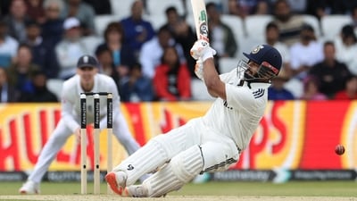 India's Rishabh Pant miscued a scoop shot on Day 4. (AFP) India's Rishabh Pant miscued a scoop shot on Day 4. (AFP)
