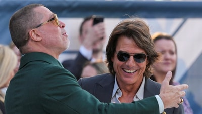 Cast member Brad Pitt and actor Tom Cruise attend the "F1: The Movie" European premiere in London, Britain, June 23, 2025.&nbsp; (REUTERS)