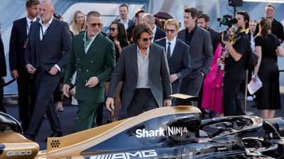 Cast member Brad Pitt and actor Tom Cruise attend the "F1: The Movie" European premiere in London, Britain, June 23, 2025.&nbsp; (REUTERS)